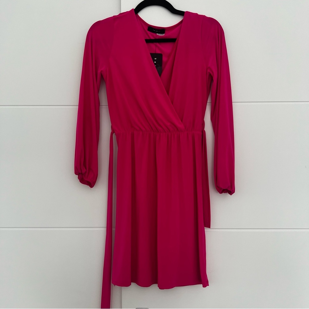 Saints | Hot Pink Wrap Sundress with Bishop Sleeves (NWT)